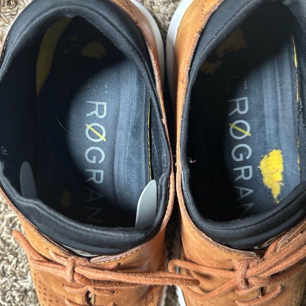 Cole Haan Men's Tan Perforated Leather Oxfords with White Sole Size 13M - Picture 6 of 8